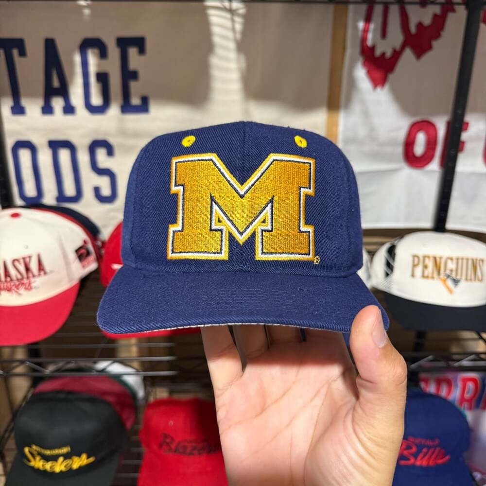 Vintage Michigan Wolverines Snapback Hat Blockhead